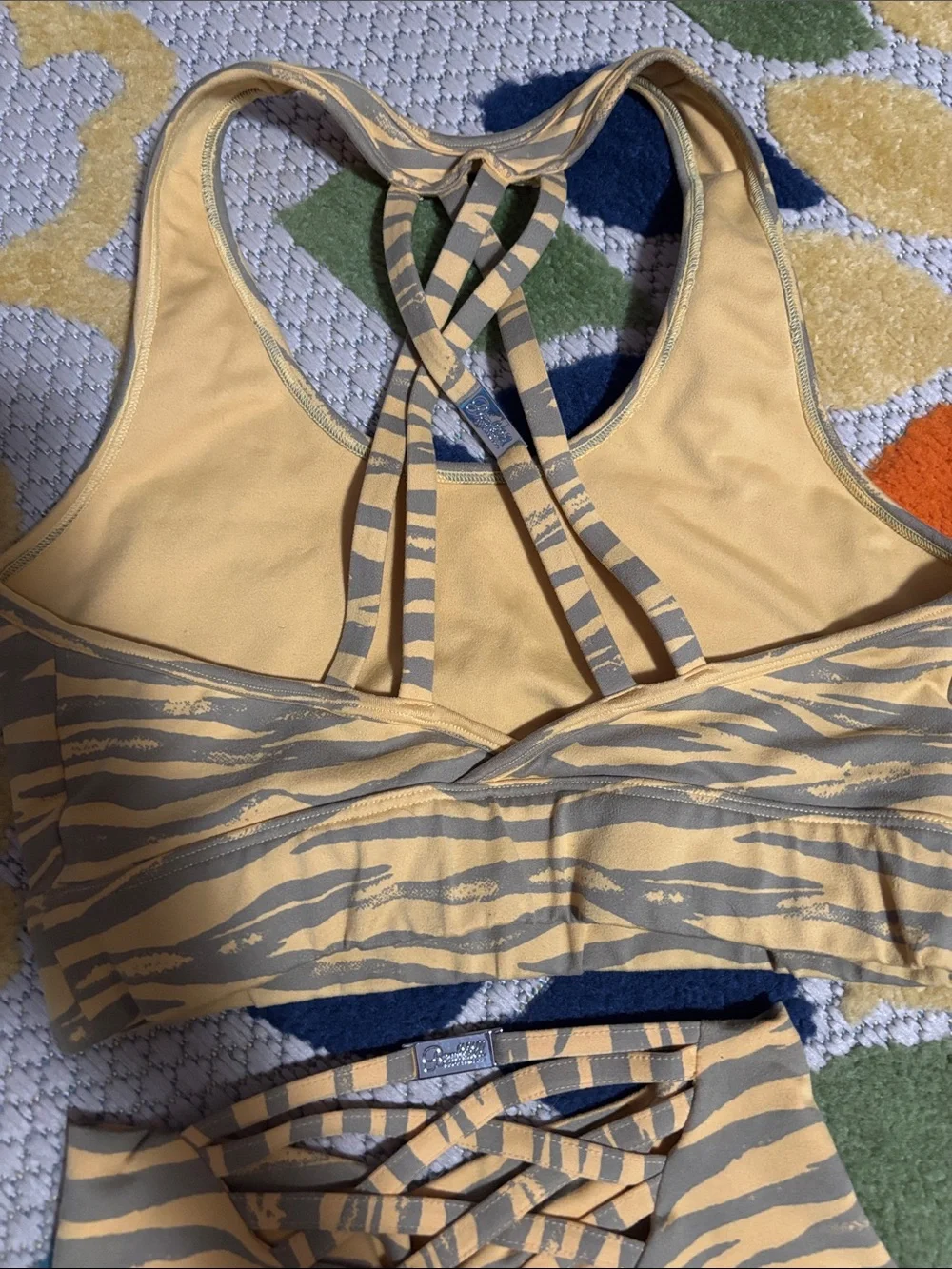 Bombshell Sportswear workout Set small, medium Yellow green zebra stripes